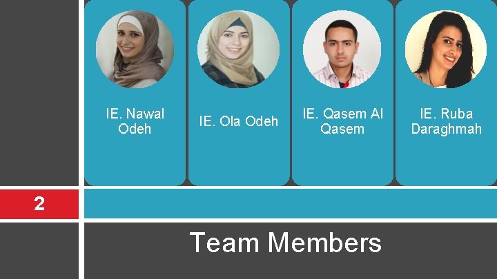 IE. Nawal Odeh IE. Ola Odeh IE. Qasem Al Qasem 2 Team Members IE. IE. Nawal Odeh IE. Ola Odeh IE. Qasem Al Qasem 2 Team Members IE.