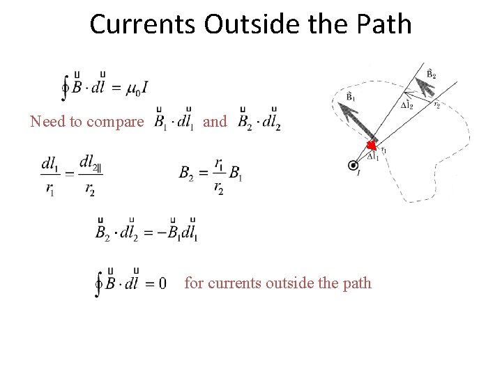 Currents Outside the Path Need to compare and for currents outside the path 