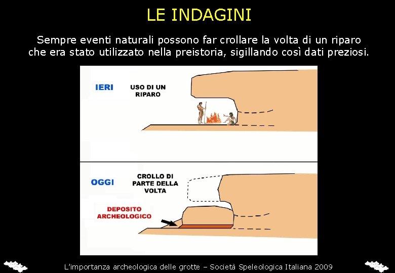 LE INDAGINI Sempre eventi naturali possono far crollare la volta di un riparo che