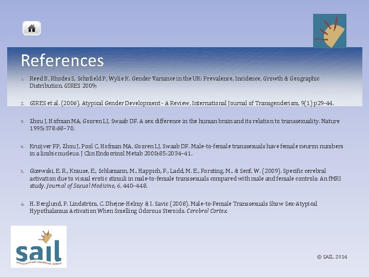 References 1. Reed B, Rhodes S, Schofield P, Wylie K. Gender Variance in the