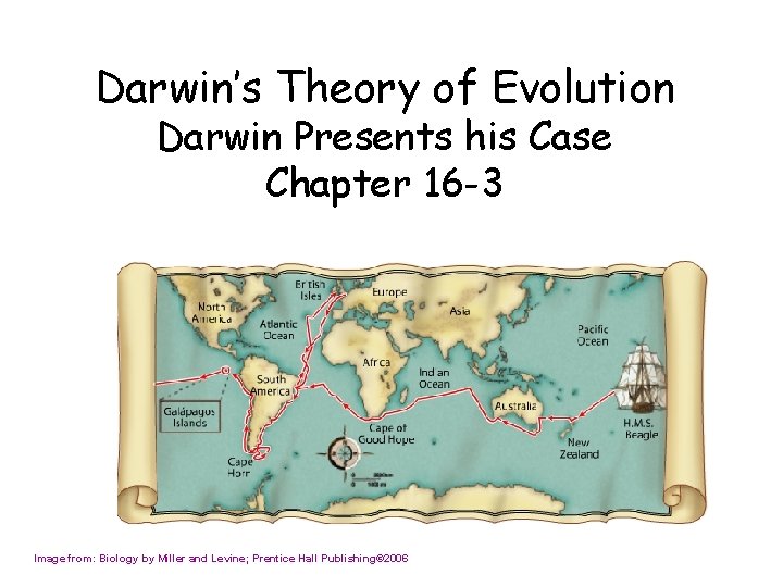 Darwin’s Theory of Evolution Darwin Presents his Case Chapter 16 -3 Image from: Biology