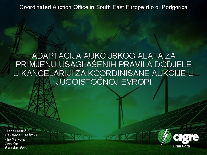 Coordinated Auction Office in South East Europe d