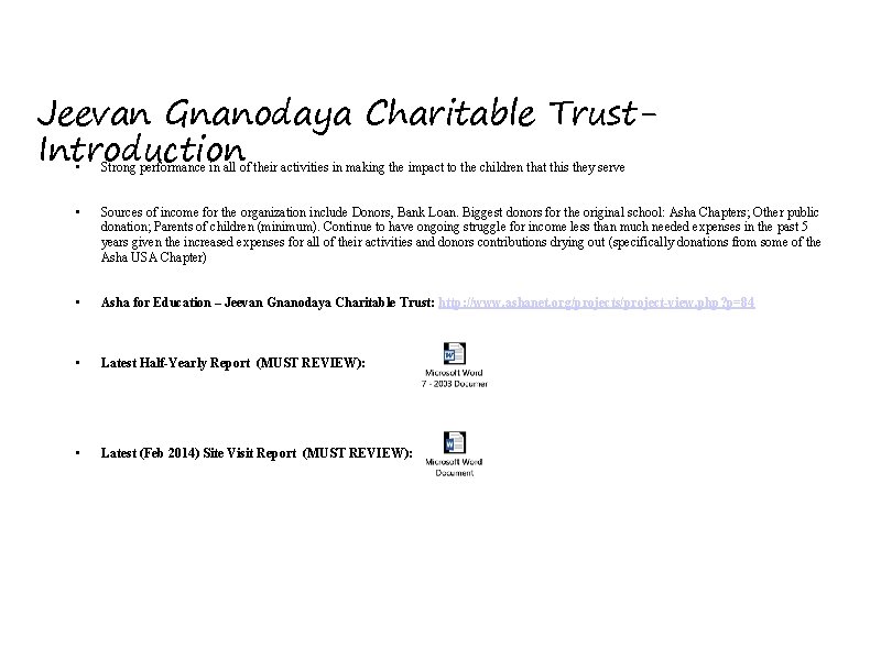 Jeevan Gnanodaya Charitable Trust. Introduction • Strong performance in all of their activities in