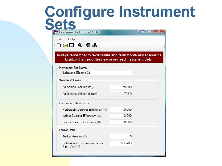 Configure Instrument Sets 