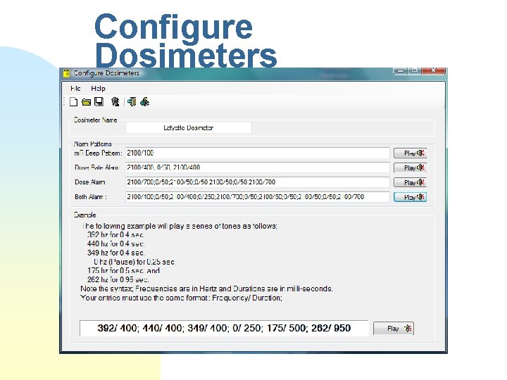 Configure Dosimeters 