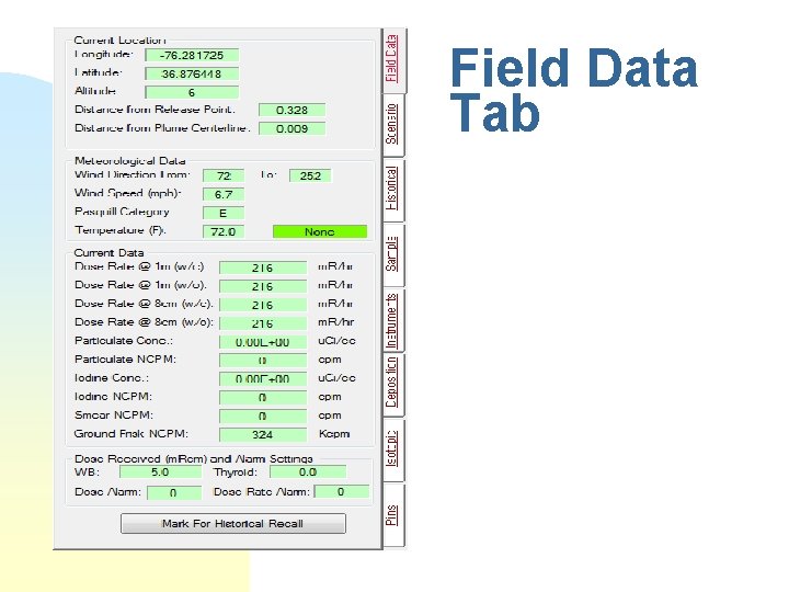 Field Data Tab 