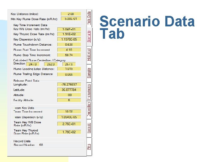 Scenario Data Tab 