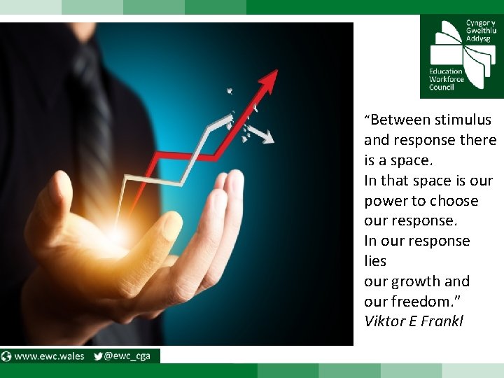 “Between stimulus and response there is a space. In that space is our power “Between stimulus and response there is a space. In that space is our power