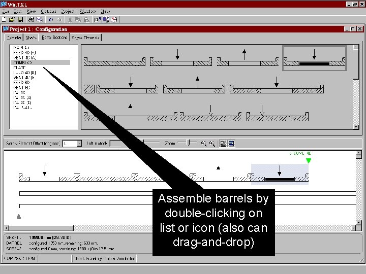 Assemble barrels by double-clicking on list or icon (also can drag-and-drop) 
