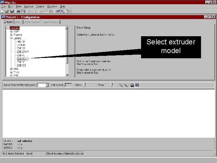 Select extruder model 