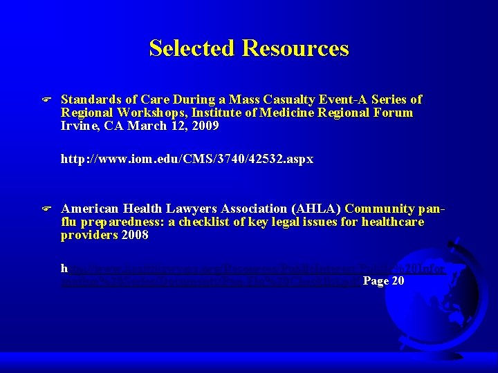 Selected Resources F Standards of Care During a Mass Casualty Event-A Series of Regional