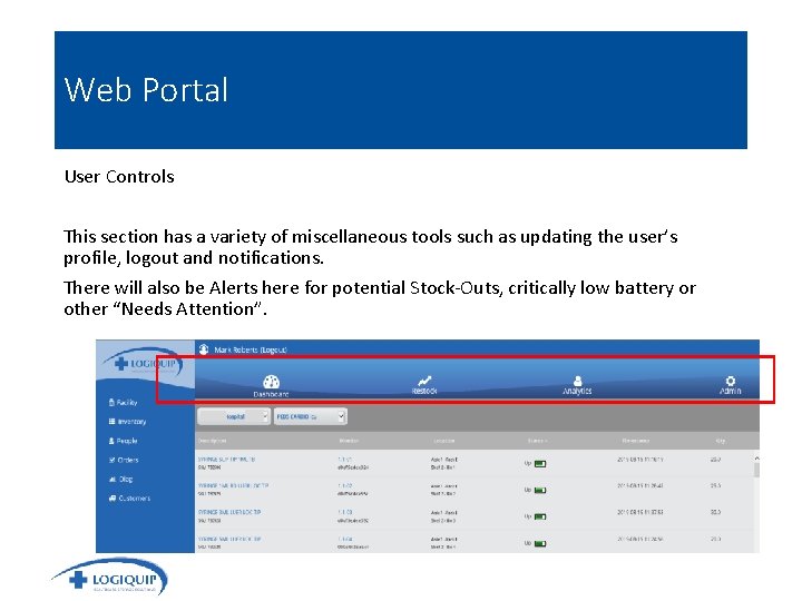Web Portal User Controls This section has a variety of miscellaneous tools such as