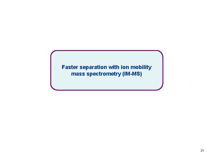Faster separation with ion mobility mass spectrometry (IM-MS) 21 
