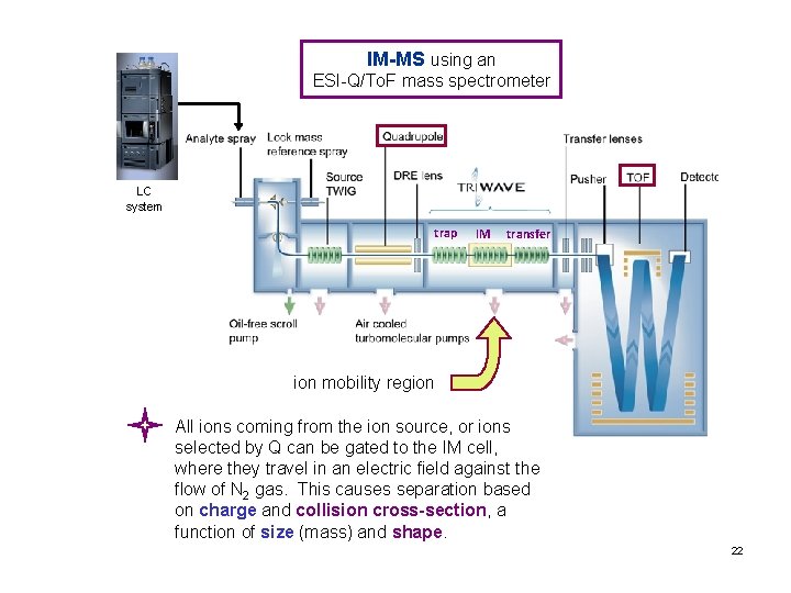 IM-MS using an ESI-Q/To. F mass spectrometer LC system trap IM transfer ion mobility