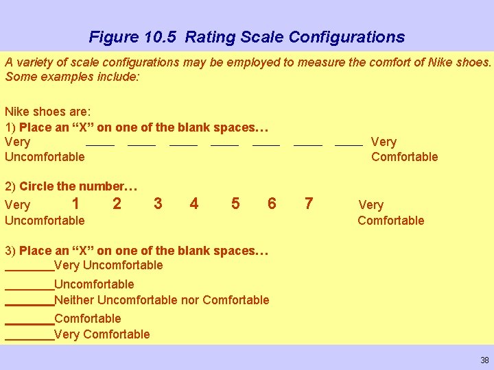 Figure 10. 5 Rating Scale Configurations A variety of scale configurations may be employed