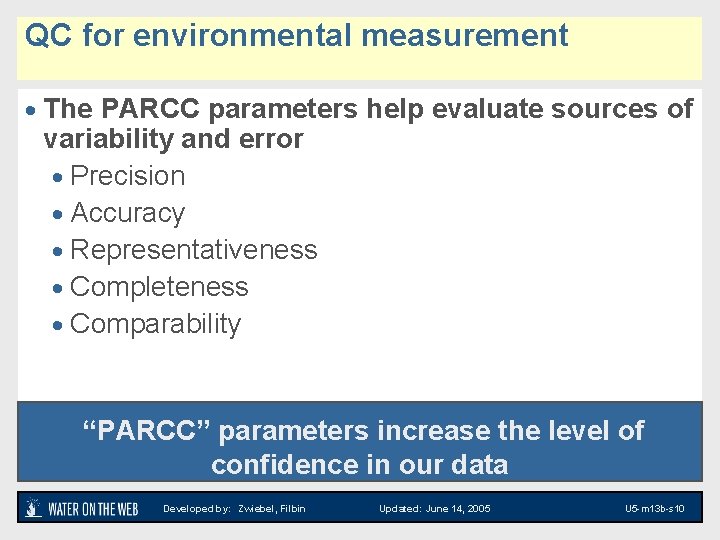 QAQC FOR ENVIRONMENTAL MEASUREMENT Unit 4 Module 13