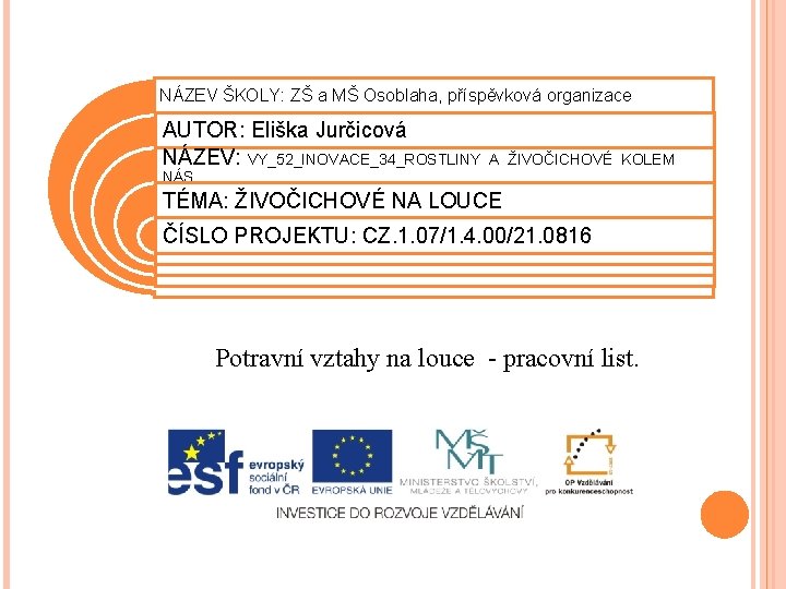 NÁZEV ŠKOLY: ZŠ a MŠ Osoblaha, příspěvková organizace AUTOR: Eliška Jurčicová NÁZEV: VY_52_INOVACE_34_ROSTLINY A