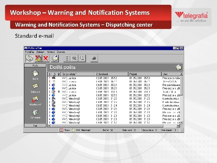 Workshop – Warning and Notification Systems – Dispatching center Standard e-mail 