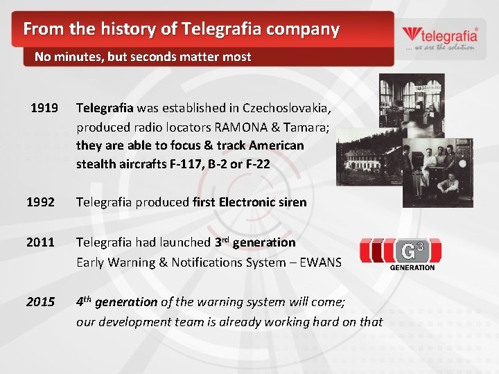 From the history of Telegrafia company No minutes, but seconds matter most 1919 Telegrafia