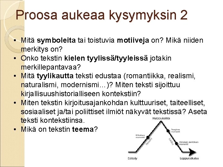 Proosa aukeaa kysymyksin 2 • Mitä symboleita tai toistuvia motiiveja on? Mikä niiden merkitys Proosa aukeaa kysymyksin 2 • Mitä symboleita tai toistuvia motiiveja on? Mikä niiden merkitys