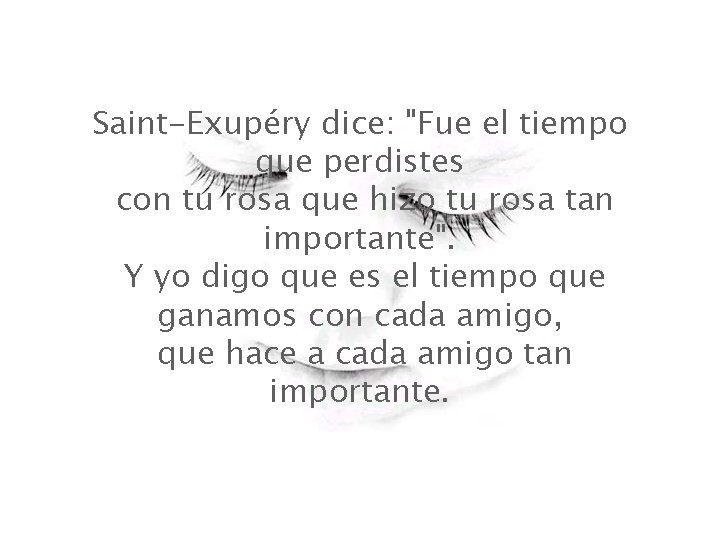 Saint-Exupéry dice: "Fue el tiempo que perdistes con tu rosa que hizo tu rosa