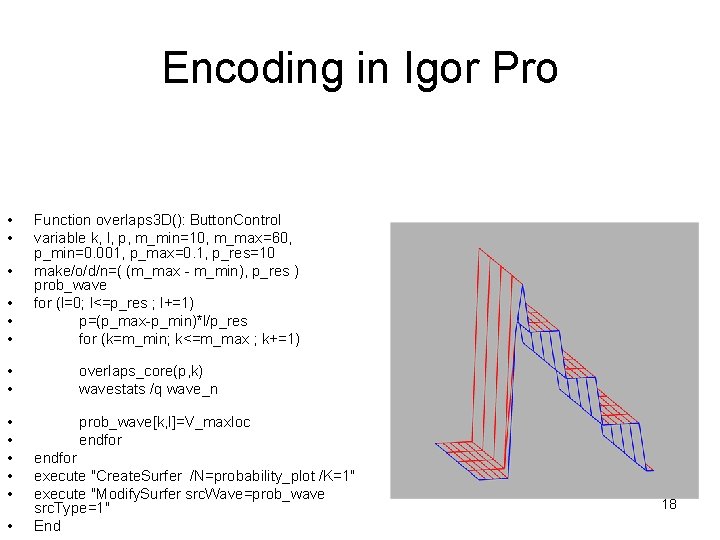 Encoding in Igor Pro • • • Function overlaps 3 D(): Button. Control variable