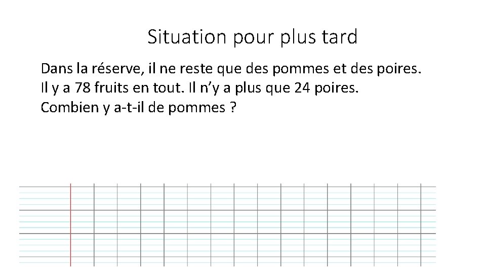 Situation pour plus tard Dans la réserve, il ne reste que des pommes et