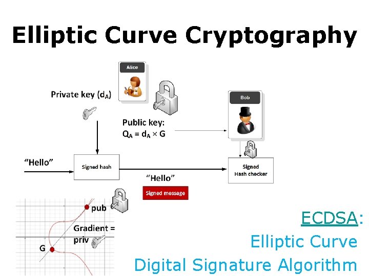 Elliptic Curve Cryptography ECDSA: Elliptic Curve: Digital Signature Algorithm: 