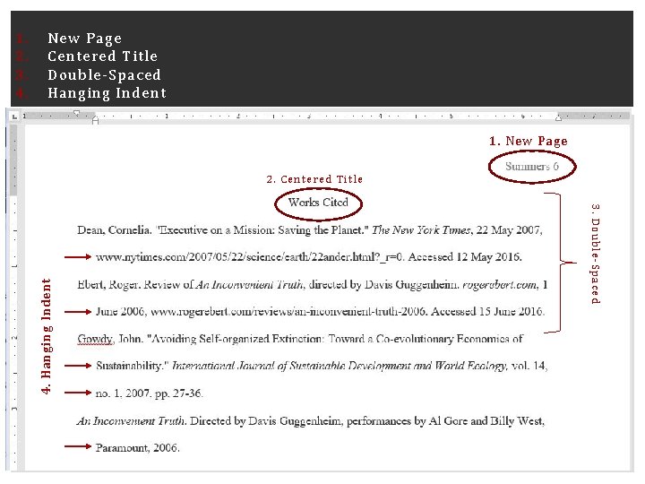 New Page Centered Title Double-Spaced Hanging Indent 1. New Page 2. Centered Title 3.