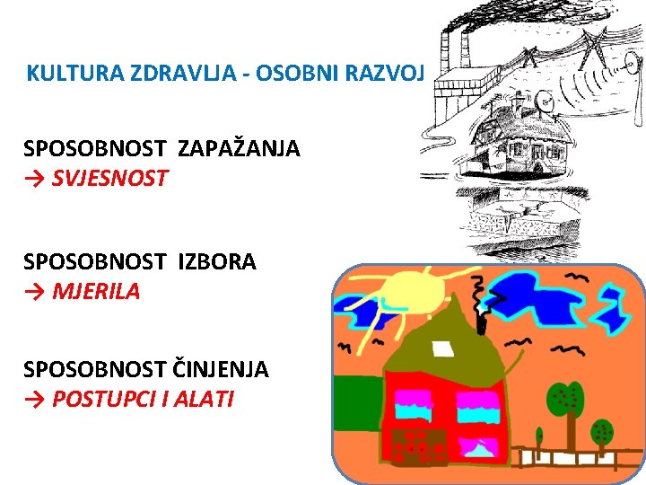 KULTURA ZDRAVLJA - OSOBNI RAZVOJ SPOSOBNOST ZAPAŽANJA → SVJESNOST SPOSOBNOST IZBORA → MJERILA SPOSOBNOST