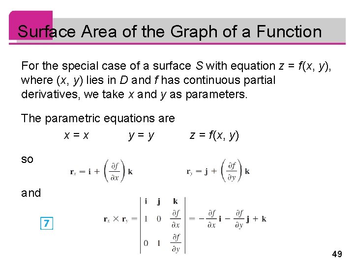 Surface Area of the Graph of a Function For the special case of a