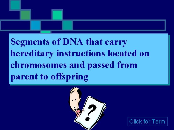 Segments of DNA that carry hereditary instructions located on chromosomes and passed from parent Segments of DNA that carry hereditary instructions located on chromosomes and passed from parent