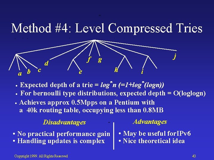 Method #4: Level Compressed Tries a b c f d j g e h