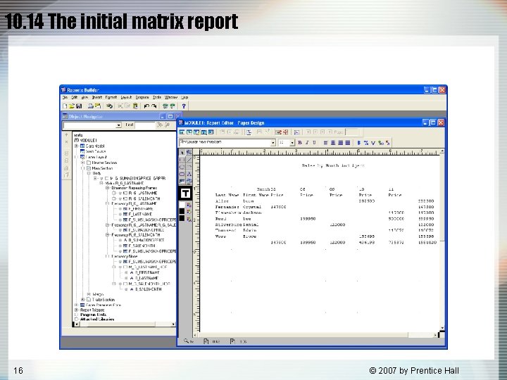 10. 14 The initial matrix report 16 © 2007 by Prentice Hall 10. 14 The initial matrix report 16 © 2007 by Prentice Hall