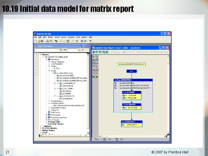 10. 19 Initial data model for matrix report 21 © 2007 by Prentice Hall 10. 19 Initial data model for matrix report 21 © 2007 by Prentice Hall