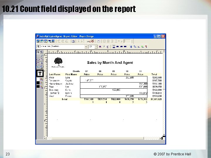 10. 21 Count field displayed on the report 23 © 2007 by Prentice Hall 10. 21 Count field displayed on the report 23 © 2007 by Prentice Hall