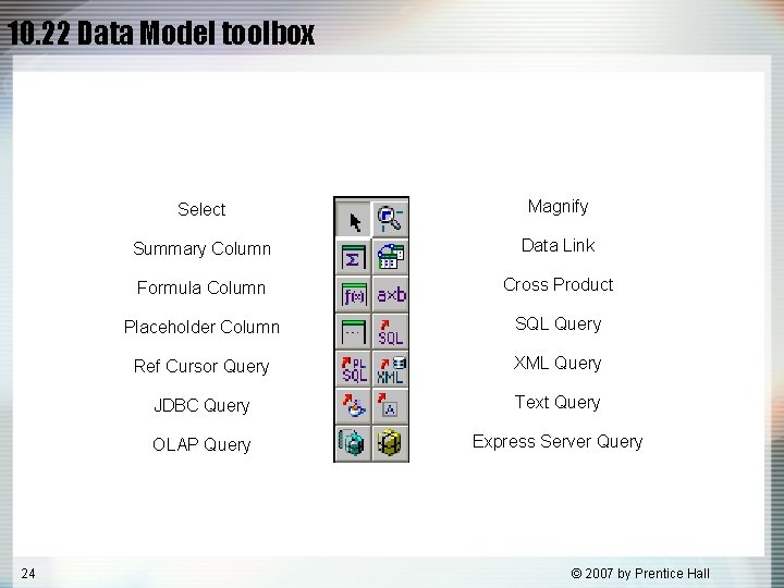 10. 22 Data Model toolbox 24 Select Magnify Summary Column Data Link Formula Column 10. 22 Data Model toolbox 24 Select Magnify Summary Column Data Link Formula Column