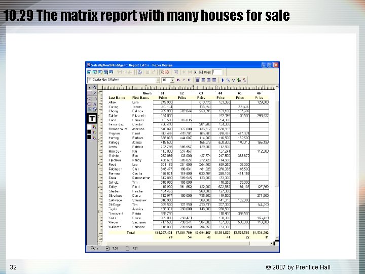 10. 29 The matrix report with many houses for sale 32 © 2007 by 10. 29 The matrix report with many houses for sale 32 © 2007 by