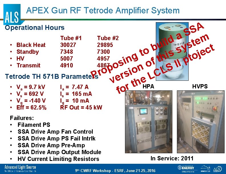 APEX Gun RF Tetrode Amplifier System A S S Tube #1 Tube #2 a