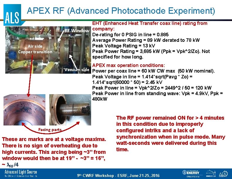 APEX RF (Advanced Photocathode Experiment) Air side Copper transition EHT (Enhanced Heat Transfer coax