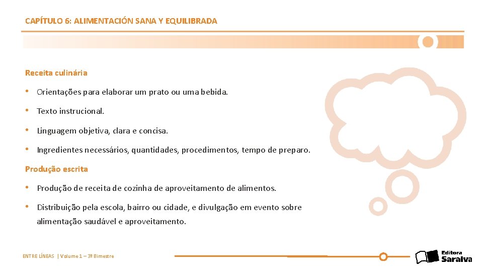 CAPÍTULO 6: ALIMENTACIÓN SANA Y EQUILIBRADA Receita culinária • Orientações para elaborar um prato