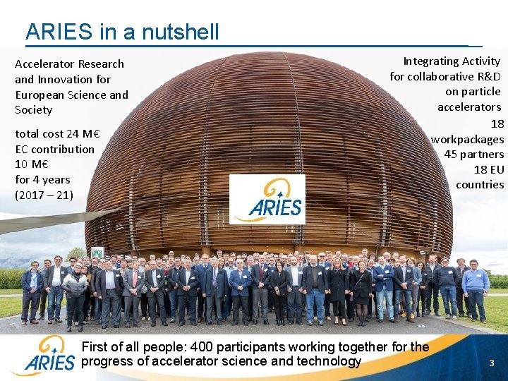 ARIES in a nutshell Accelerator Research and Innovation for European Science and Society total