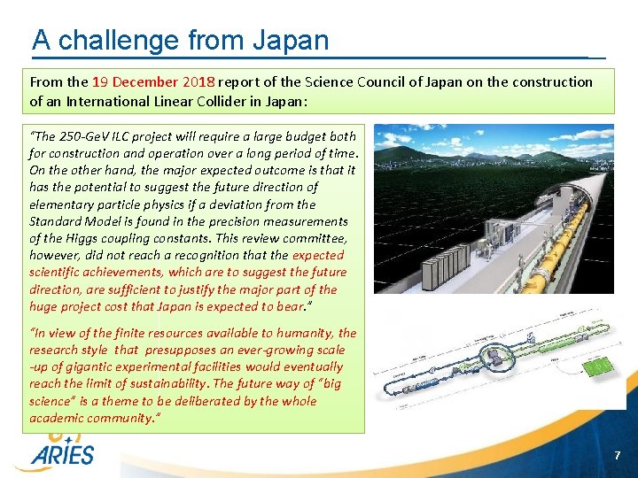 A challenge from Japan From the 19 December 2018 report of the Science Council