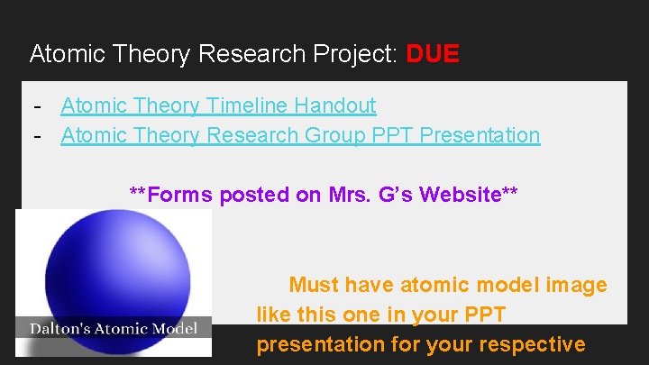 Atomic Theory Research Project: DUE - Atomic Theory Timeline Handout - Atomic Theory Research
