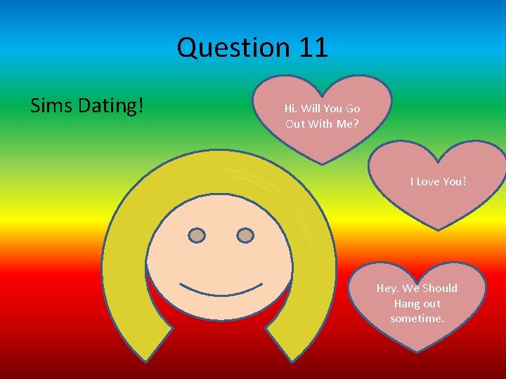 Question 11 Sims Dating! Hi. Will You Go Out With Me? I Love You!