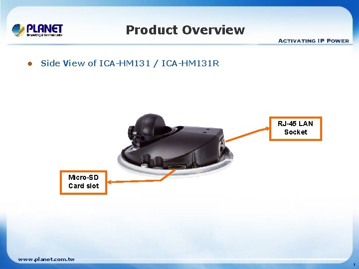 Product Overview l Side View of ICA-HM 131 / ICA-HM 131 R RJ-45 LAN