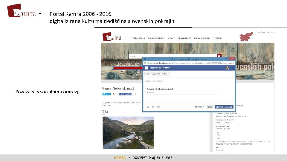  • Portal Kamra 2006 - 2016 digitalizirana kulturna dediščina slovenskih pokrajin - Povezava