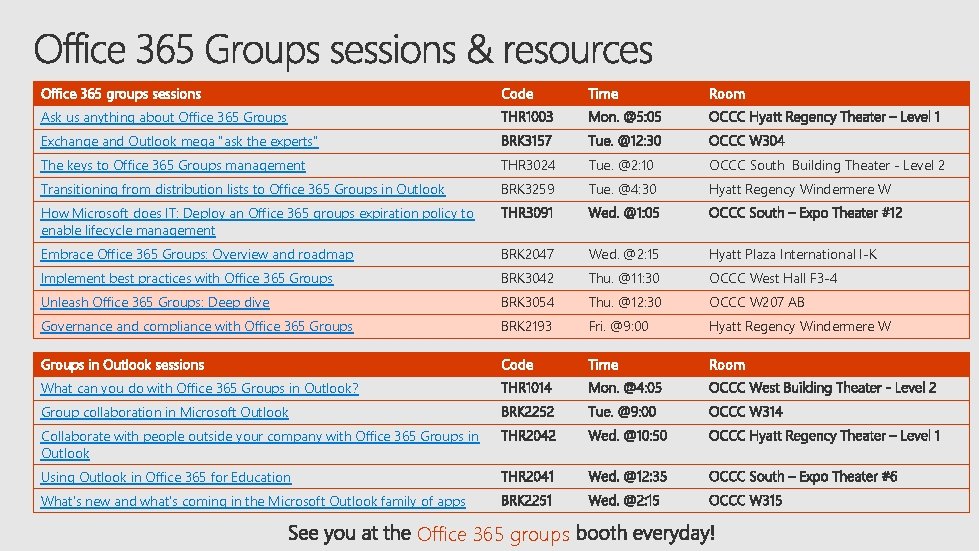 Office 365 groups sessions Code Time Room The keys to Office 365 Groups management