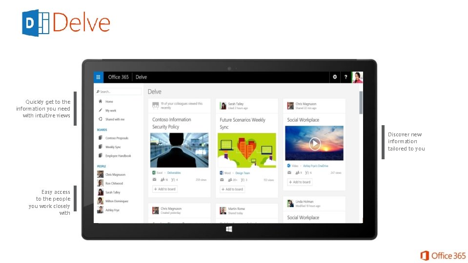 Quickly get to the information you need with intuitive views Discover new information tailored Quickly get to the information you need with intuitive views Discover new information tailored