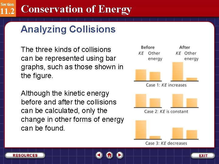 Section 11. 2 Conservation of Energy Analyzing Collisions The three kinds of collisions can